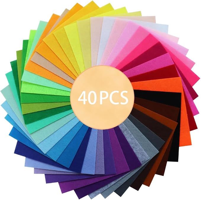 40 Pcs Felt Fabric Sheet, 1mm Thick