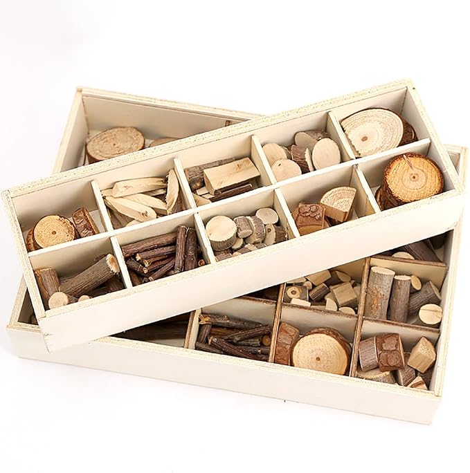 Natural Wood Craft Kit Tiny Unfinished Wooden Slices Assorted Shape Wood Pieces