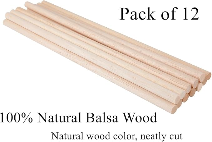 1/2 x 12 Inch Round Wood Dowel Rods Wood Sticks Wooden Dowel Rods Unfinished