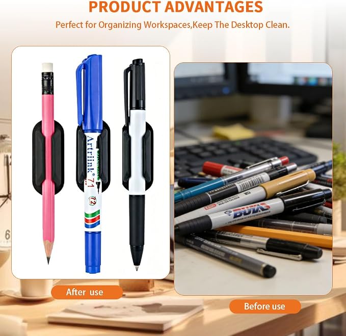 40 PCS Adhesive Pencil Holders for Desk, Silicone Pencil Holder