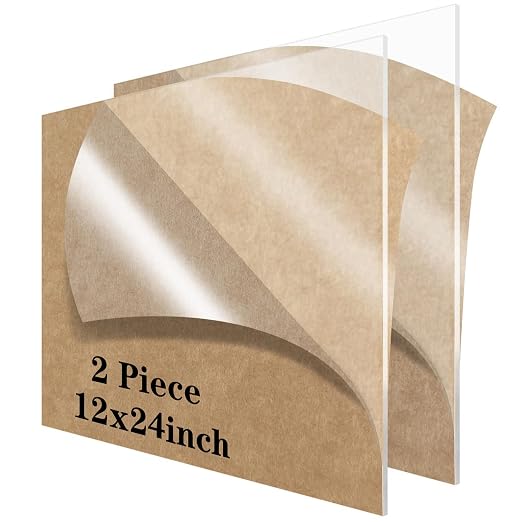 Acrylic Sheet 12 x 24 Lesnlok 2 Pieces Clear Plexiglass Sheet 1/8 inch Thick 3mm