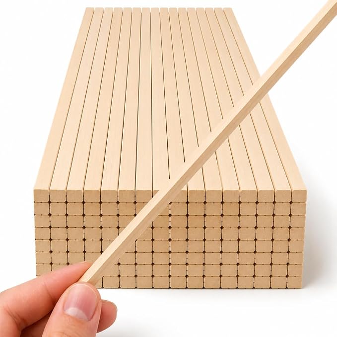 120PCS Square Basswood Dowel Rods 12 Inch – Unfinished Wood Dowels 1/4 Inch x