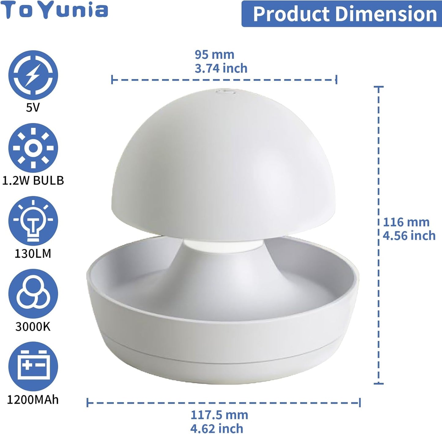 Portable Night Light for Kids Nursery Recharge Night Light,1 Pack, 4000K,White,