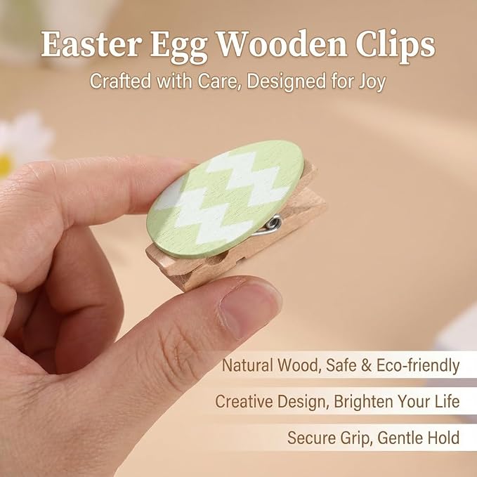 18 Pack Colorful Egg Wooden Clothespins, Mini Decorative Clips