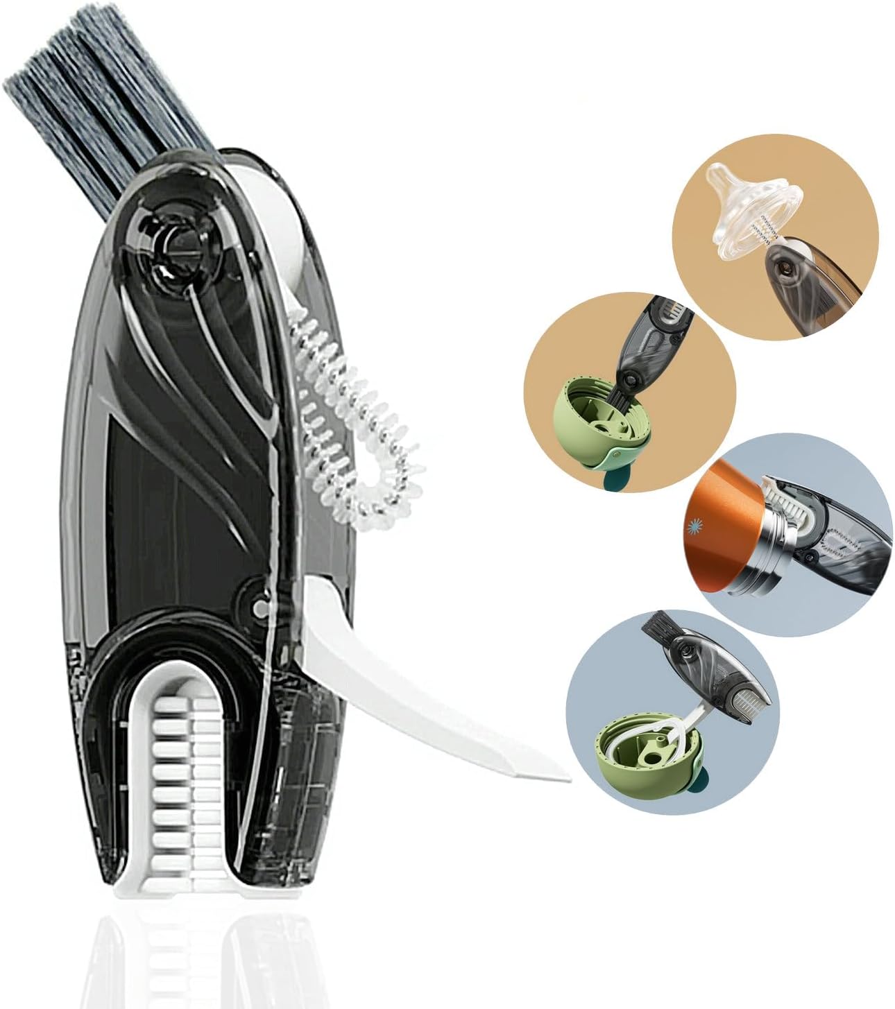 4in1 Multifunctional Cleaning Brush Set, 1pc Bright Grey, Plastic