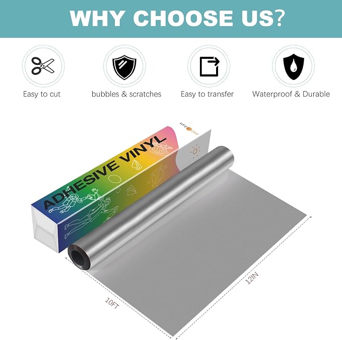 HTVRONT Silver Metallic Vinyl