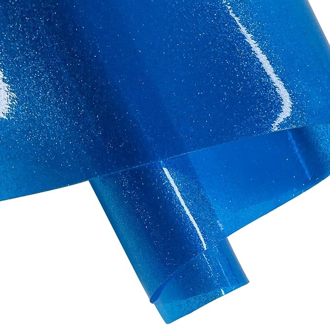 ONEART | Blue Transparent Glitter Vinyl Roll, 0.7 mm Solid Clear PVC Jelly