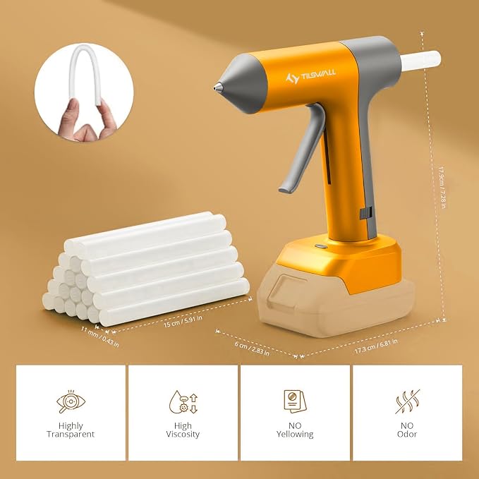 Tilswall 100W Cordless Hot Glue Gun, Compatible
