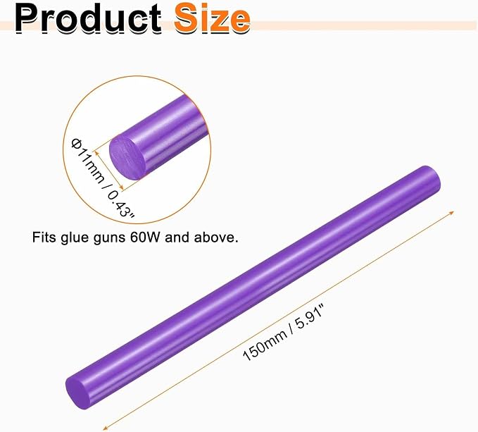 HARFINGTON 10pcs Hot Glue Sticks 0.43" Dia x 5.91" Long EVA Mini Hot Melt