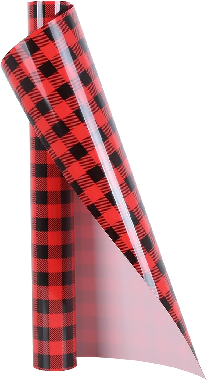 TORC Red Black Buffalo Plaid HTV Vinyl 12 inch x 5 ft, Check Heat Transfer