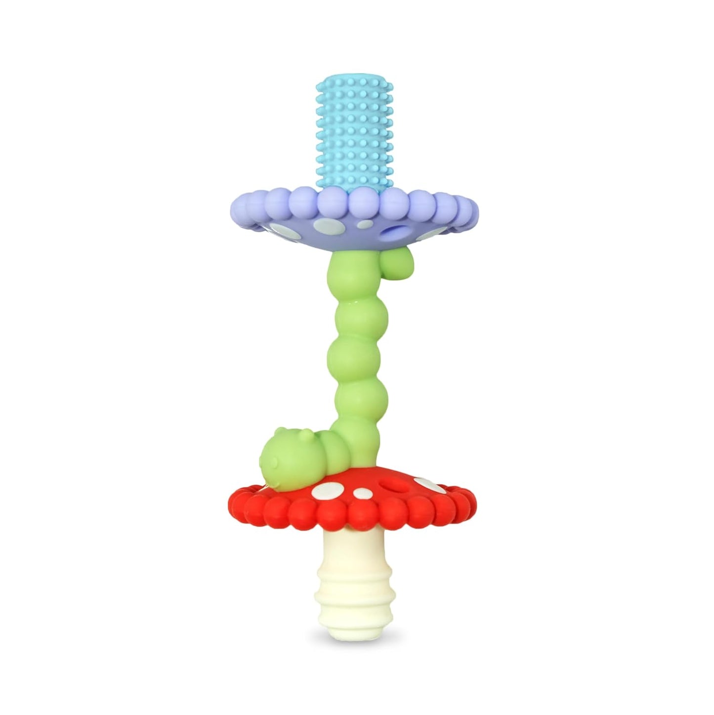 RaZbaby Chompy Teether Wand – Soft Silicone Hollow Baby Teething Tube for Front Teeth & Back Molars, Sensory Development and Multi Textured & Flexible Design, Compatible Teether (Multi Colored)