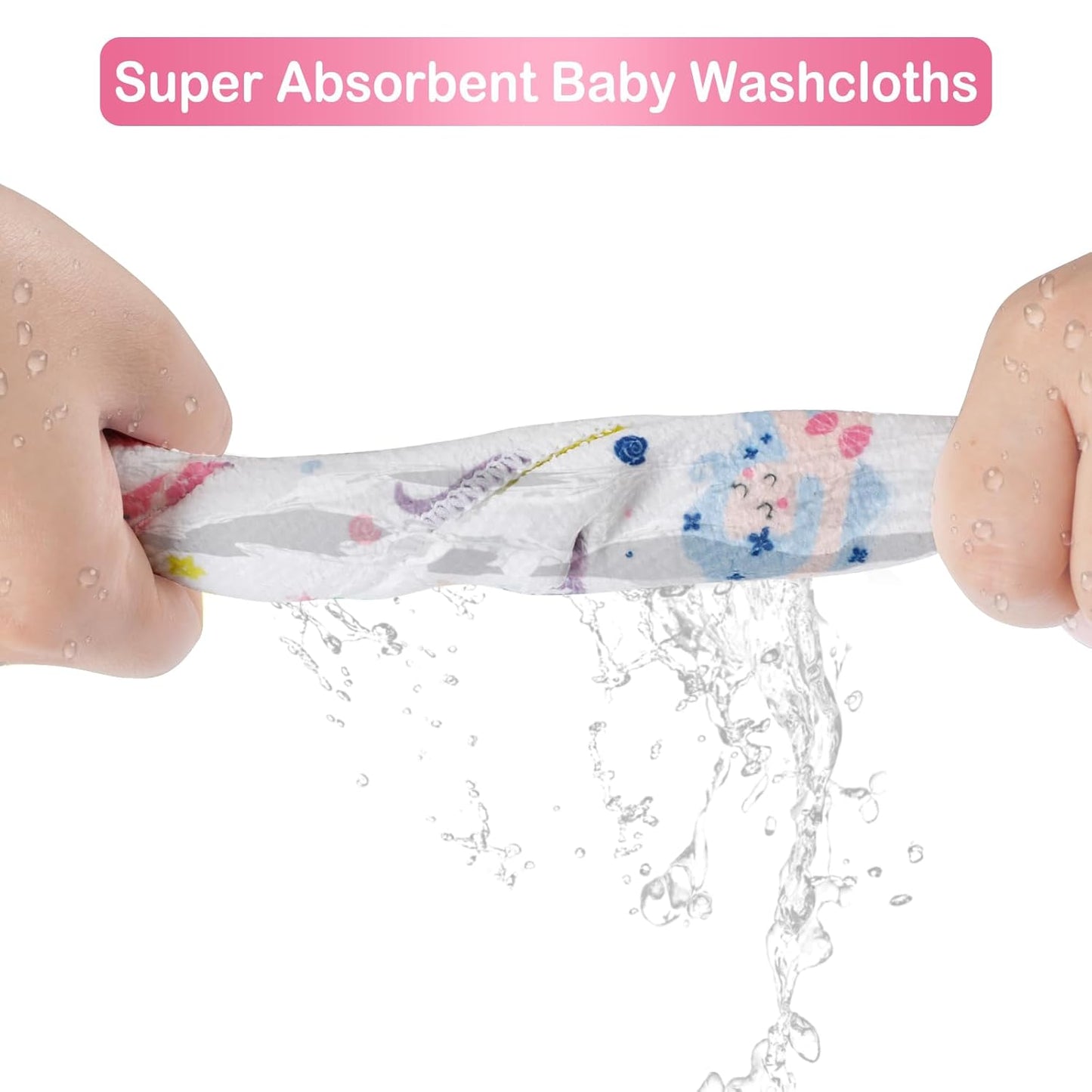 Baby Washcloths, 24Pack Baby Wash Cloths Extra Soft & Ultra Absorbent, Baby Towels and Washcloths Face Towels for Unisex Boys Girls Body, Washclothes Gentle on Sensitive Skin, 9x9 Mermaid