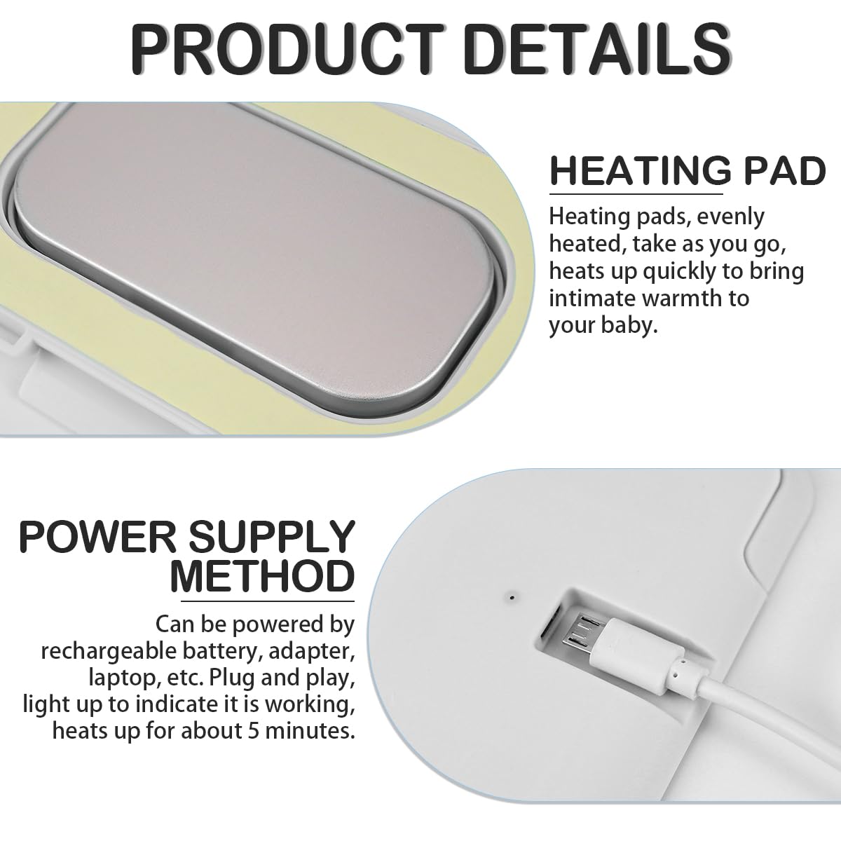 Baby Wipes Warmer Travel Wipes Warmer Portable Thermostat Reusable Wipes Heater for Home Car Travel （White）