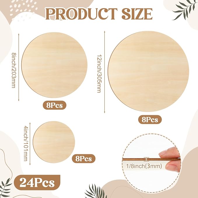 SiliFine 4+8+12 Inch 24 Pack Basswood Sheets