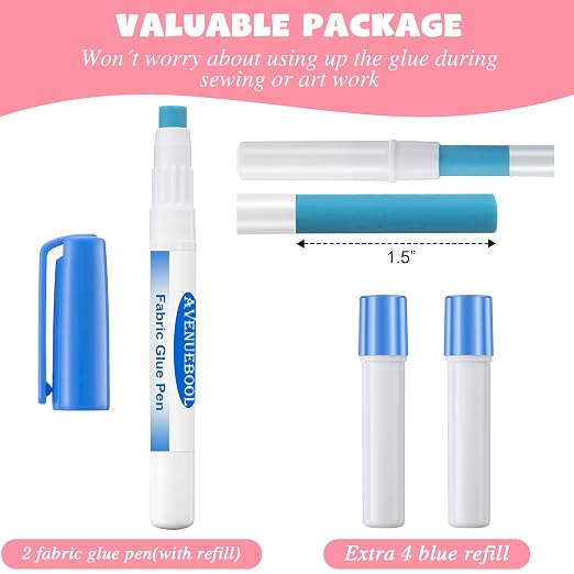 Fabric Glue Pen with Refill, 1 Pack