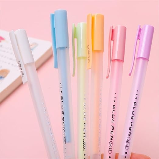 Scrapbook Quick Dry Glue Pen 6PCS Set, Crafting Color Spot Glue Pen Liquid Glue