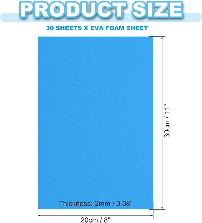 PATIKIL 30 Pack EVA Foam Sheets, Lake Blue