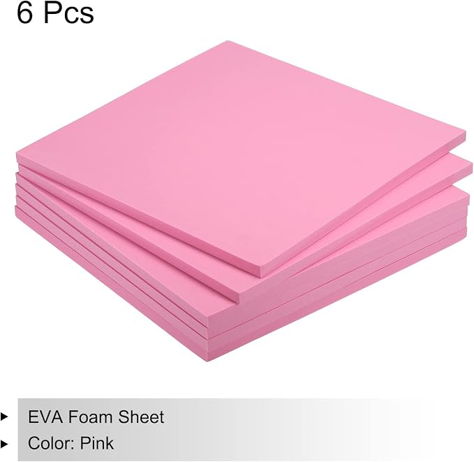 MECCANIXITY EVA Foam Sheets Pink 9.8 Inch x 9.8 Inch 10mm Thick Crafts Foam