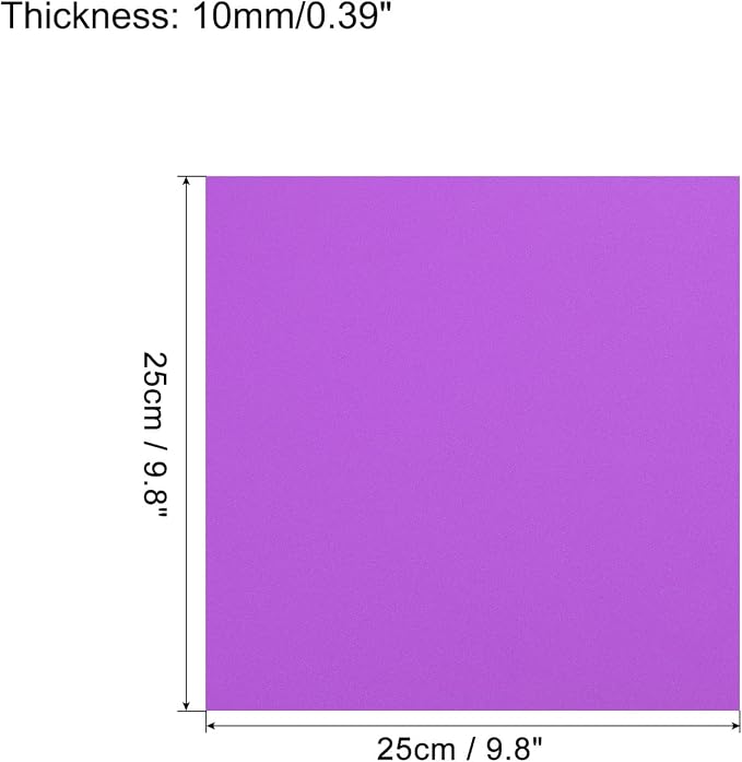 MECCANIXITY EVA Foam Sheets Purple 9.8 Inch x 9.8 Inch 10mm Thick Crafts Foam