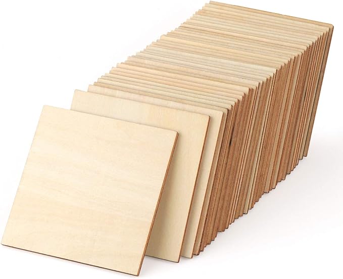 ilauke Wood Squares 4x4 Inch, Laser Cutting, Wood Burning, Scrabble Tiles