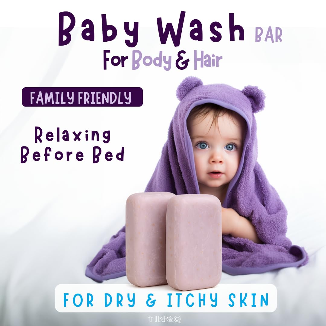 Hypoallergenic Baby Soap Bar for Sensitive Skin | Gentle Wash for Babies, Toddlers, Kids & adults | Relaxing Lavender Oil & Oatmeal | 5 Bars