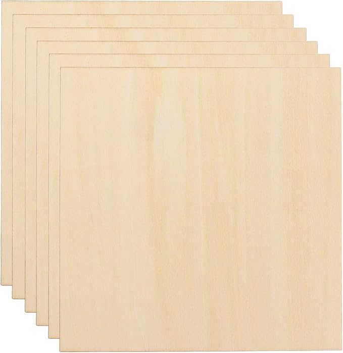 HARFINGTON 6pcs 2mm Basswood Plywood Sheets 6" x 6" x 3/32" Thin Unfinished