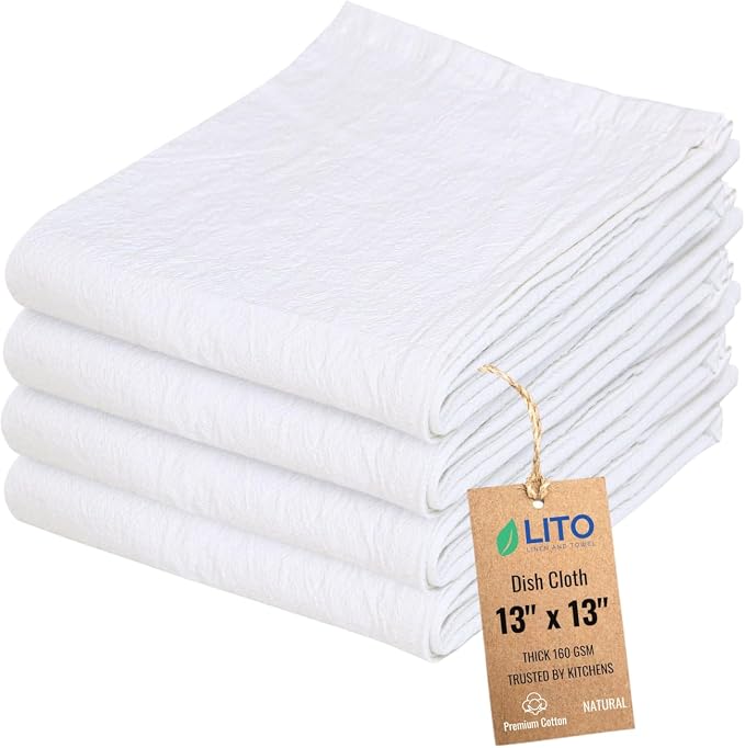 Dish Cloths Cotton| Kitchen Wash Cloth | Shop Towels Absorbent and Lint Free