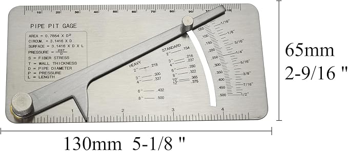 RIVERWELD Pipe Pit Gauge Welding Gage Test Ulnar Welder Inspection | Range is 0