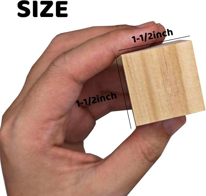 MUXGOA 1-1/2 inch Unfinished Wooden Cubes, Wood Blocks