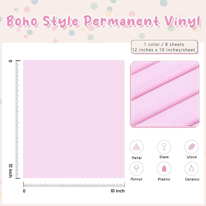 Tintnut Boho Permanent Vinyl 8 Sheets 12''x10'' Pink Purple Adhesive Vinyl |