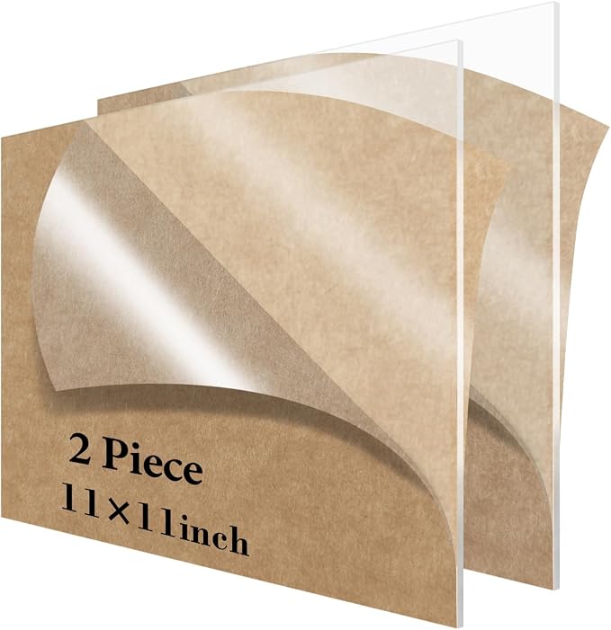 Lesnlok 11 x 11 Acrylic Sheet 1/8 Thick 3mm 2 Pieces Plexiglass Sheet,