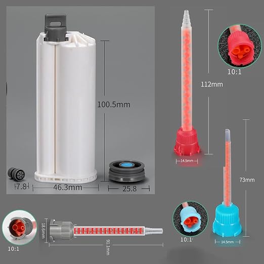 2 epoxy Resin Gun Barrels, 8 nozzles of 3 Different Specifications,