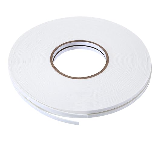 Tatuo 2 Rolls Double Sided Foam Tape 1/4 Inch by 50 Feet White PE Foam Tape