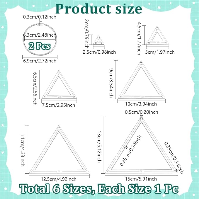 NBEADS 6 Pcs 6 Sizes Transparent Acrylic Sewing Template, Acrylic Quilting