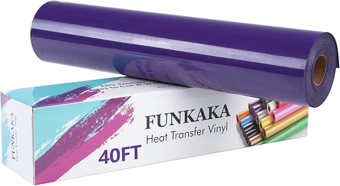 FUNKAKA Purple Heat Transfer Vinyl Rolls, Adhesive Glossy HTV Vinyl
