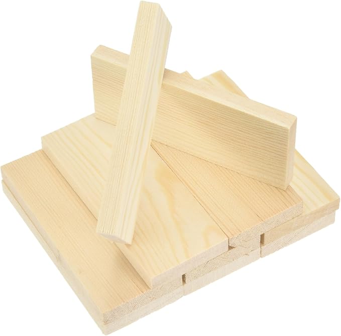 MECCANIXITY 10Pcs Wood Strips Slats, 11/32" x 1‑5/8" x 4" Thin Wood Sticks Flat