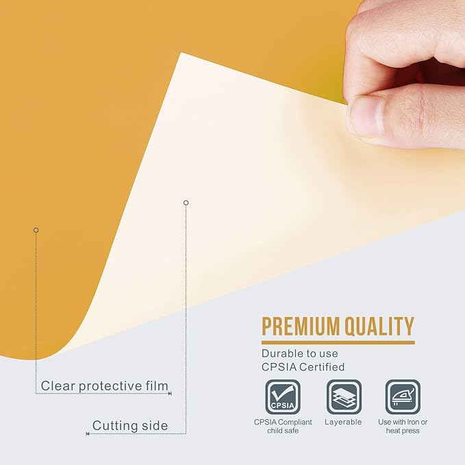 Sooez 12" x 12ft Heat Transfer Vinyl Rolls, Strong Stretchy PU HTV Gold