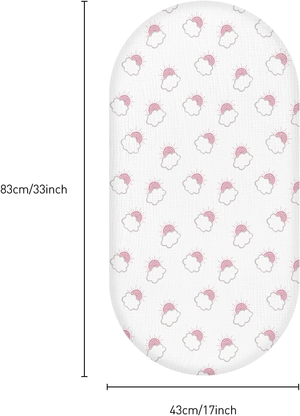 Muslin Bassinet Fitted Sheets, 2 Pack for Baby Boy and Girl, Soft Breathable Baby Pad/Mattress Sheet, Fit for Hourglass Oval and Rectangle Bassinet Mattress (Pink Cloud)