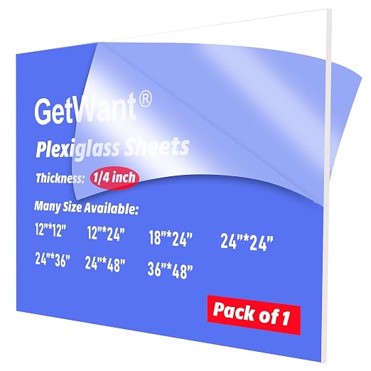Clear Acrylic Sheets, 24x36 inches, 1/4 inch Thick, 6mm Versatile Plexiglass
