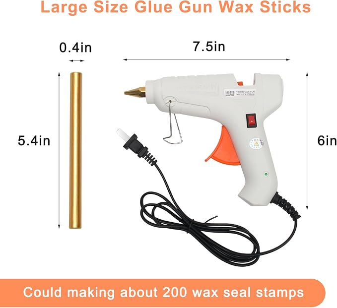 Sealing Wax Sticks 12P with Glue Gun, Luxiv 5.4" Sealing Waxs Stick 10MM Fire