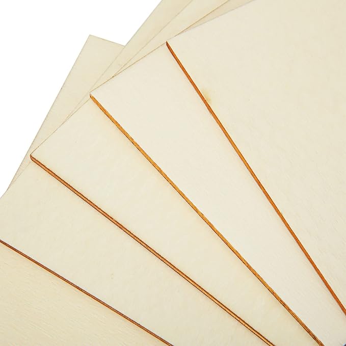 100 Pieces 4x4 Inch Wood Squares Unfinished Basswood Plywood Wooden Sheets 1/8