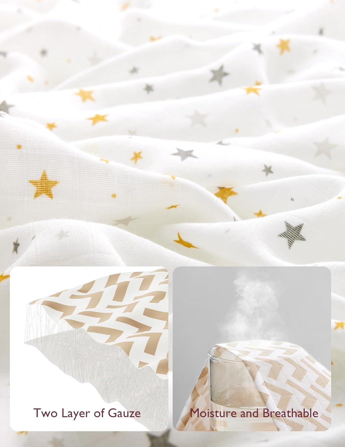 Momcozy Muslin Swaddle Blankets, Ultra Soft Neutral Baby Essentials Must Haves Registry Search, Breathable Large 47'' x 47'' Newborn Boys Girls Swaddle Receiving Blanket, Stellar Orbit