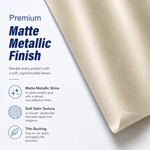 Matte Metallic Permanent Vinyl Sheets, Metallic Craft Vinyl