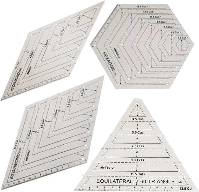 Quilting Ruler Set, 45 Degrees | 60 Degrees Ruler | Sewing Crafts Accessories