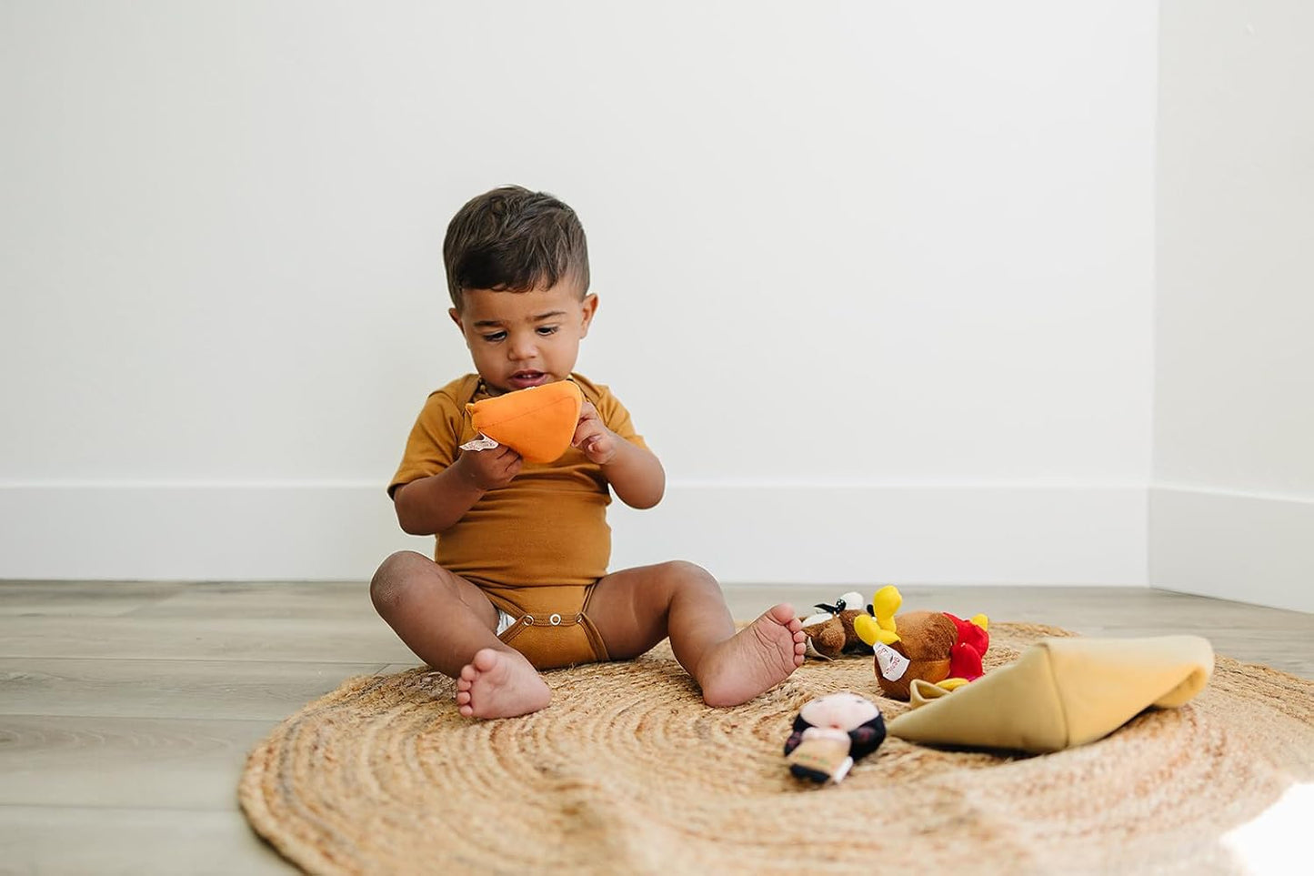 Genius Baby Toys My First Thanksgiving Toy with Plush Gobble Turkey, Teddy Bear, Little Pumpkin Pie, Indigenous Native American Girl - Cute Thanksgiving Toys for Babies Toddlers