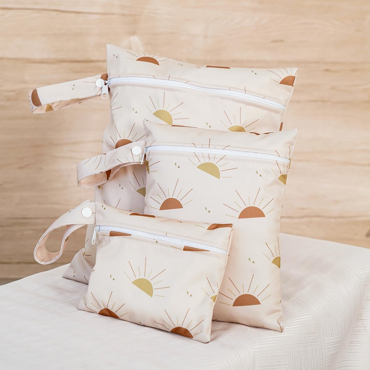 Happy Flute 3 Set Wet Bag Storage Bag Zipper Waterproof Washable Travel Bags, Beach, Pool, Gym Bag for Cloth Diaper, Swimsuits & Wet Clothes(EF641)