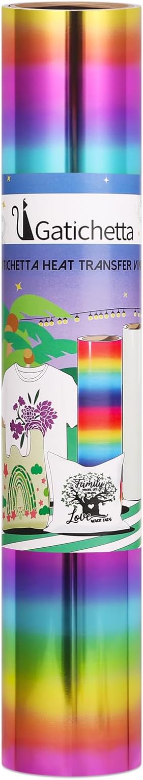 Gatichetta Metallic Foil HTV Roll Holographic Rainbow Heat Transfer Vinyl