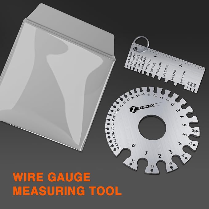 ZeeDix Wire Gauge Measuring Tool | Round Dual Sided Metal Sheet Gage & Metal