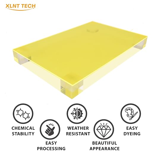 6 PCS Transparent Fluorescent Yellow Cast Acrylic Sheets 8" x 12" x 0.118"