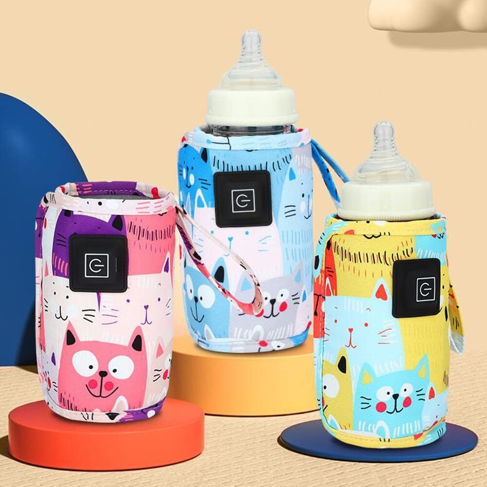 Portable Bottle Warmer,Adjustable 3 Temperature USB Travel Milk Heat Keeper Baby Bottle Heater Warming Bag Milk Heater Cover Bottle Warmer Insulation Bag,Blue